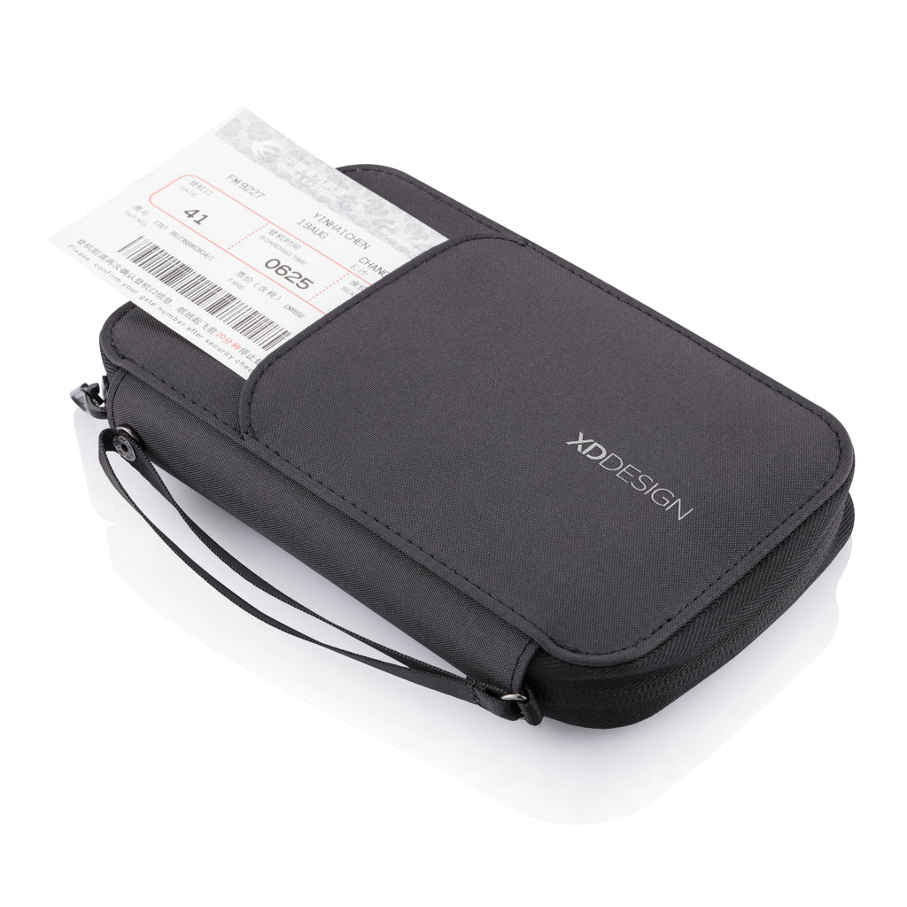 Slim RFID-Blocking Black Passport Holder with Magnet Closure